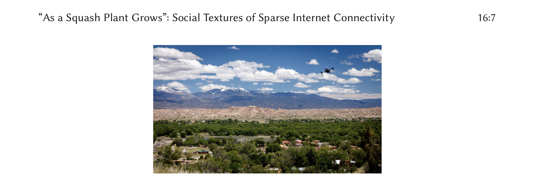 Mobile broadband measurement drone flies over Santa Clara Pueblo.